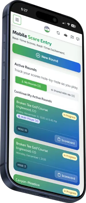 Buddies on the Green App Screenshot - Scoring Light Mode