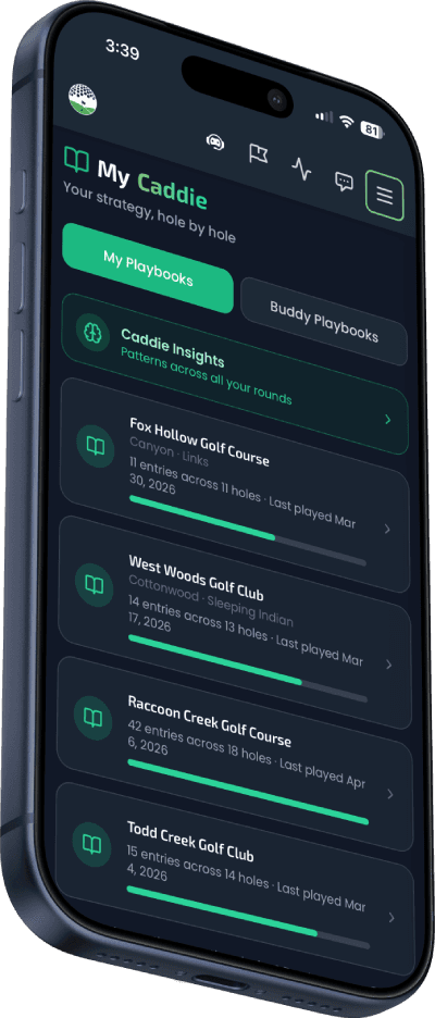 My Caddie showing course playbooks and caddie insights