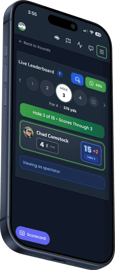 Spectator View showing live leaderboard with scores